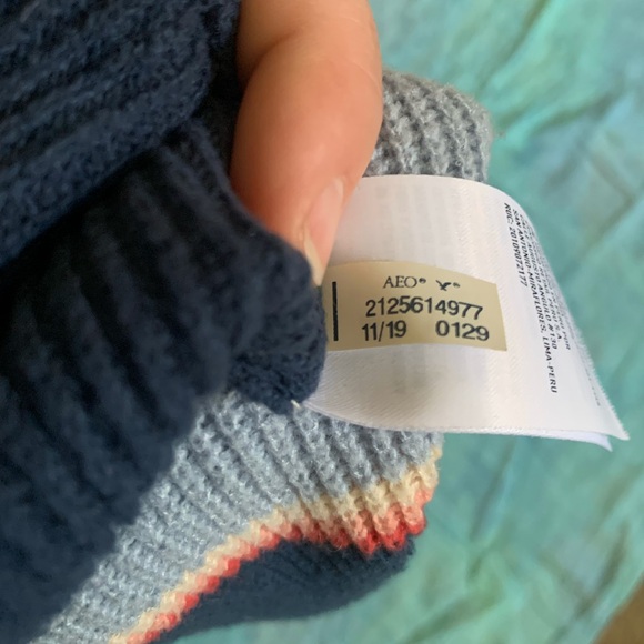 American Eagle Outfitters AE Studio Striped Cropped Sweater - Toasted Coconut - Picture 7 of 8